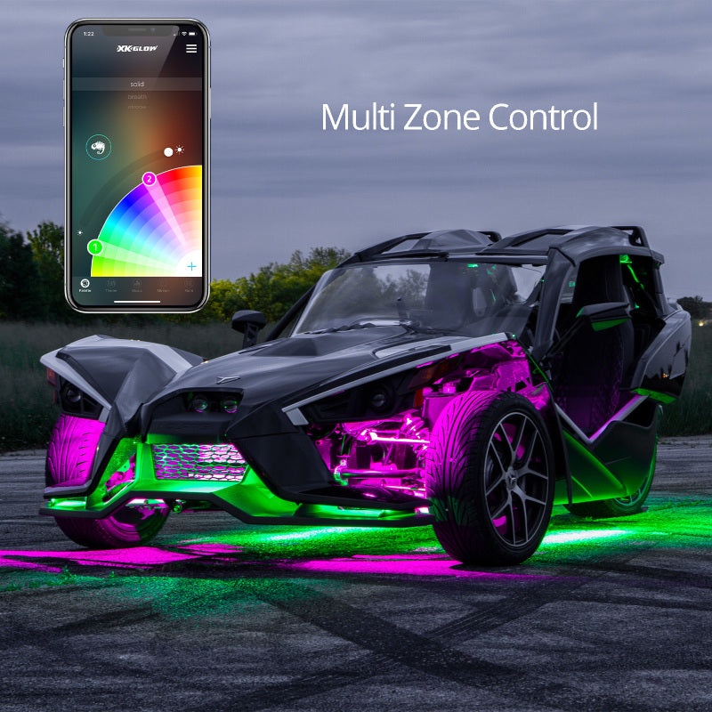 XK Glow LED Underglow Light Kit for Polaris Slingshot XKCHROME Smartphone App Controller (Advanced) Light Accessories and Wiring XKGLOW