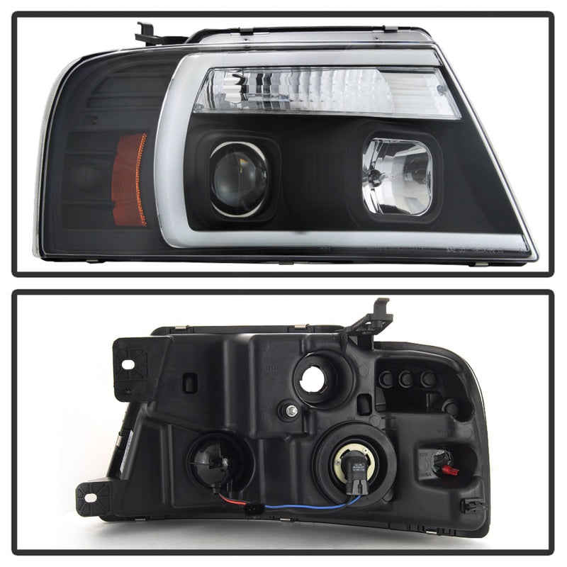 Spyder 04-08 Ford F-150 Projector Headlights - Light Bar DRL - Black PRO-YD-FF15004V2-LB-BK Headlights SPYDER