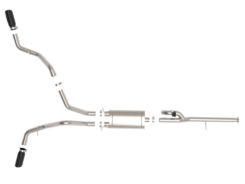 aFe Gemini XV 3in 304 SS Cat-Back Exhaust w/ Cutout 14-19 GM Trucks 4.3L/5.3L w/ Black Tips Catback aFe