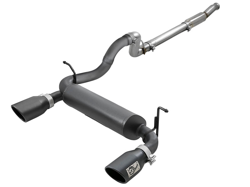 aFe Rebel Series 409 Stainless Steel Cat-Back Exhaust 18-21 Jeep Wrangler JL 2.0L (t) - Black Tip Catback aFe