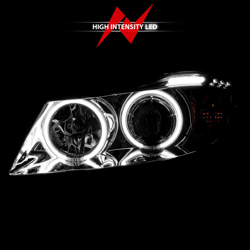 ANZO 2006-2008 BMW 3 Series E90-E91 Projector Headlights w/ Halo w/ LED Bar Chrome (CCFL) Headlights ANZO
