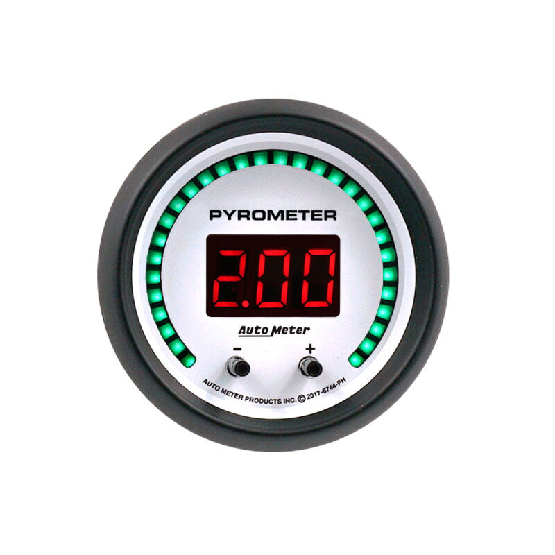 Autometer 52.4mm White Two Channel 0-2000 Degree Pyrometer (EGT) Phantom Elite Digital Gauge Gauges AutoMeter