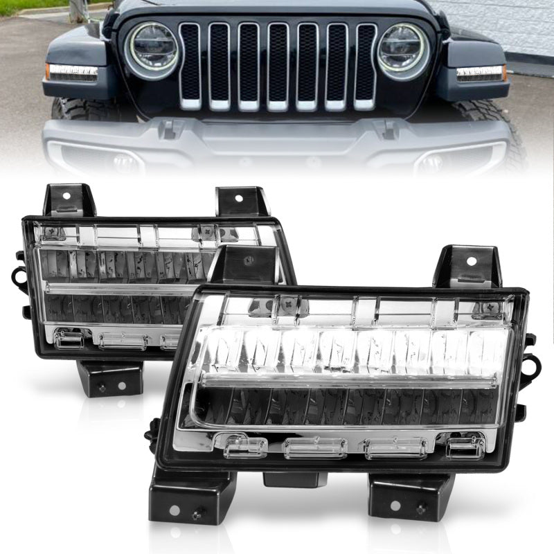 ANZO 2018-2021 Jeep Wrangler LED Side Markers Chrome Housing Clear Lens w/ Sequential Signal Lights Corner ANZO