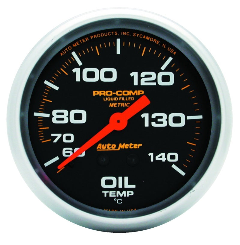Autometer Liquid Filled Mechanical 66.7mm 140-280 deg F Oil Termperature Gauge Includes 6 ft Tubing Gauges AutoMeter