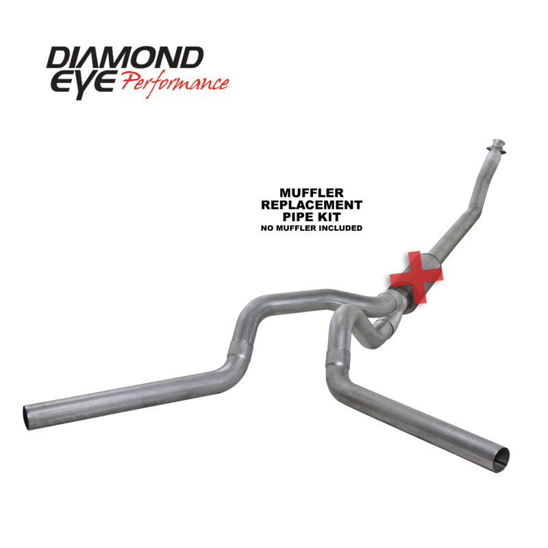 Diamond Eye KIT 4in TB MFLR RPLCMENT PIPE DUAL AL: 94-02 DODGE CUMMINS 5.9L Turbo Back Diamond Eye Performance