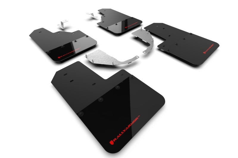 Rally Armor 21-25 Ford Bronco (Steel Bmpr - NO Rptr/Sprt - NO RR/RB) Blk Mud Flap w/Red Logo Mud Flaps Rally Armor