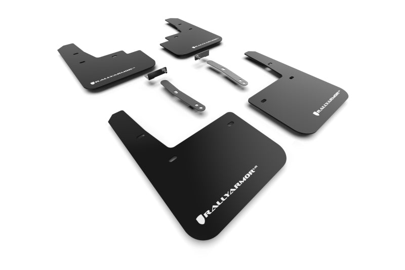 Rally Armor 22-23 Hyundai Kona N Black UR Mud Flap w/White Logo Mud Flaps Rally Armor