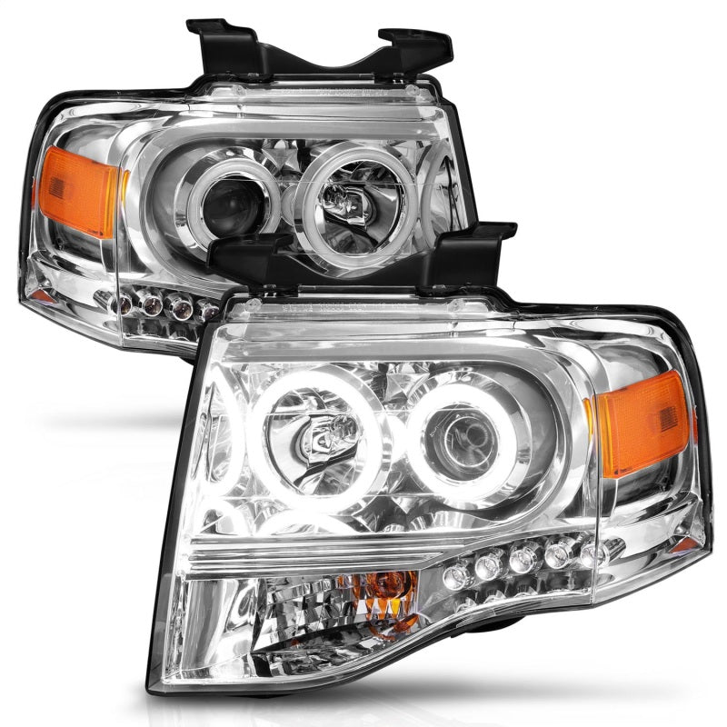 ANZO 2007-2014 Ford Expedition Projector Headlights Chrome Headlights ANZO