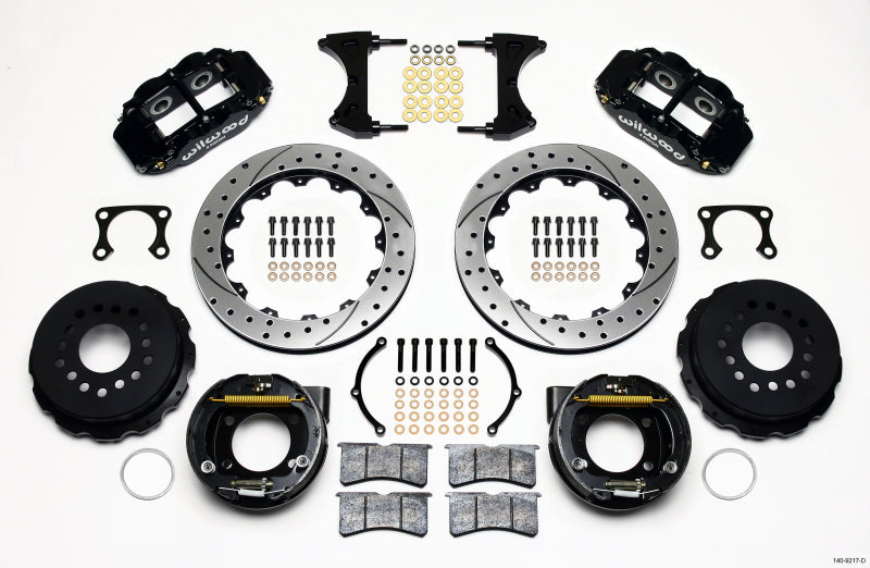 Wilwood Narrow Superlite 4R Rear P-Brk Kit 12.88in Drilled Big Ford Old Style 2.36in Offset Big Brake Kits Wilwood