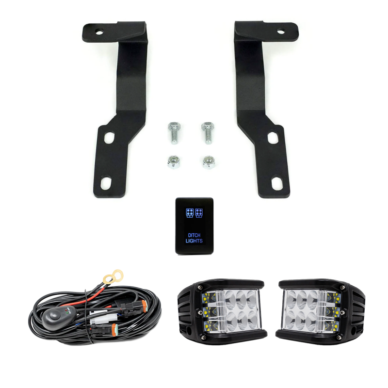 Cali Raised 05-15 Toyota Tacoma Low Prof Ditch Light Brackets Kit W/Cannon Pods No Switch Light Mounts Cali Raised LED