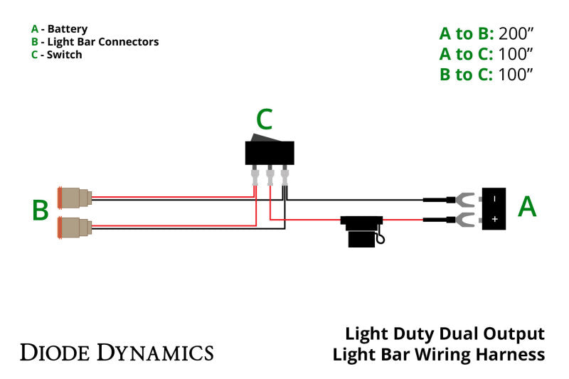 Diode Dynamics Light Duty Dual Output Light Bar Wiring Harness Light Accessories and Wiring Diode Dynamics