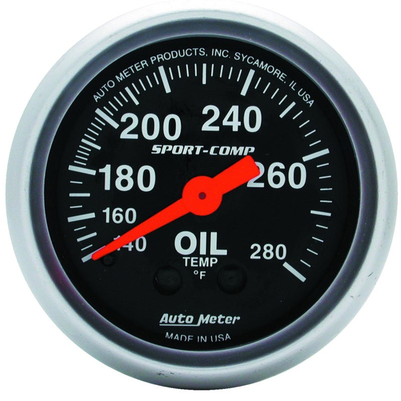 Autometer Sport-Comp 52.4mm 140-280 Deg F Mech Oil Temp Gauge Gauges AutoMeter