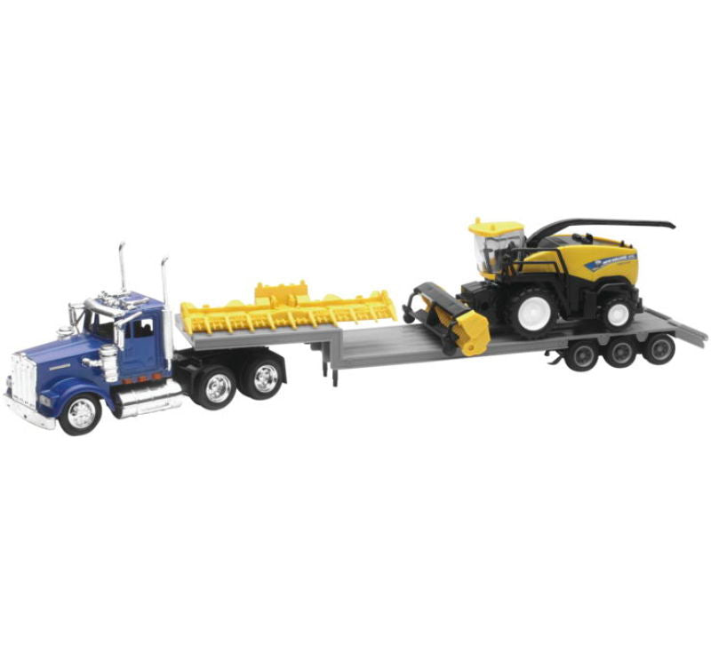 New Ray Toys Kenworth Lowboy with New Holland Harvester FR920/ Scale - 1:43 Toys New Ray Toys