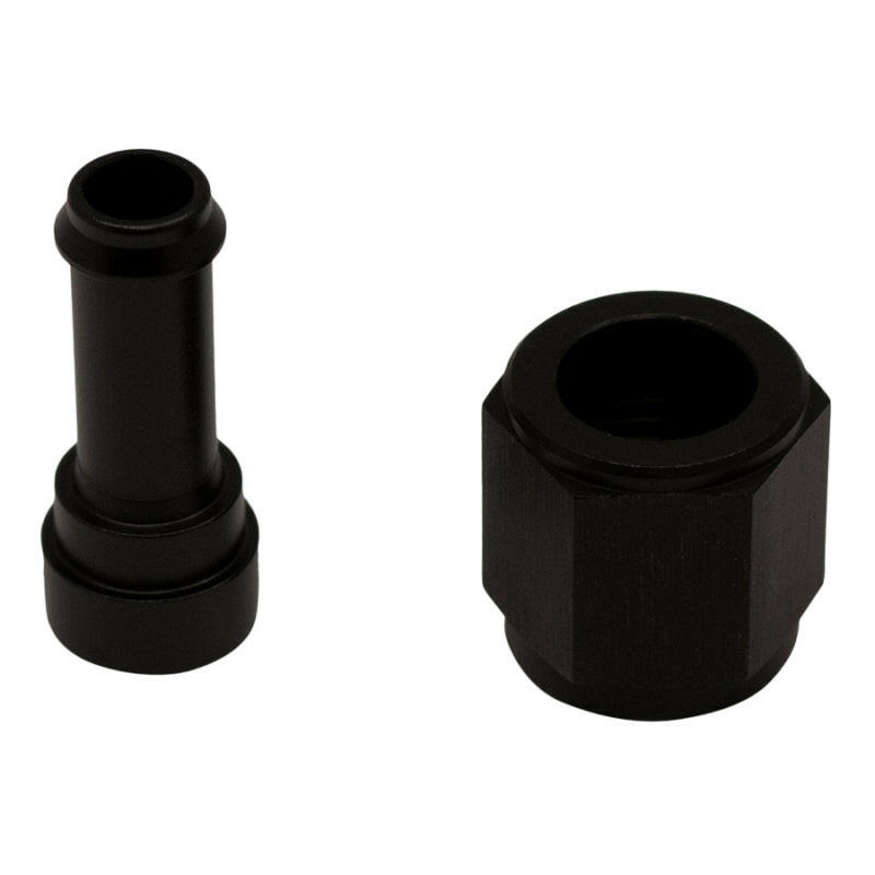 DeatschWerks 6AN Female Flare Swivel to 5/16in Single Hose Barb - Anodized Matte Black Fittings DeatschWerks
