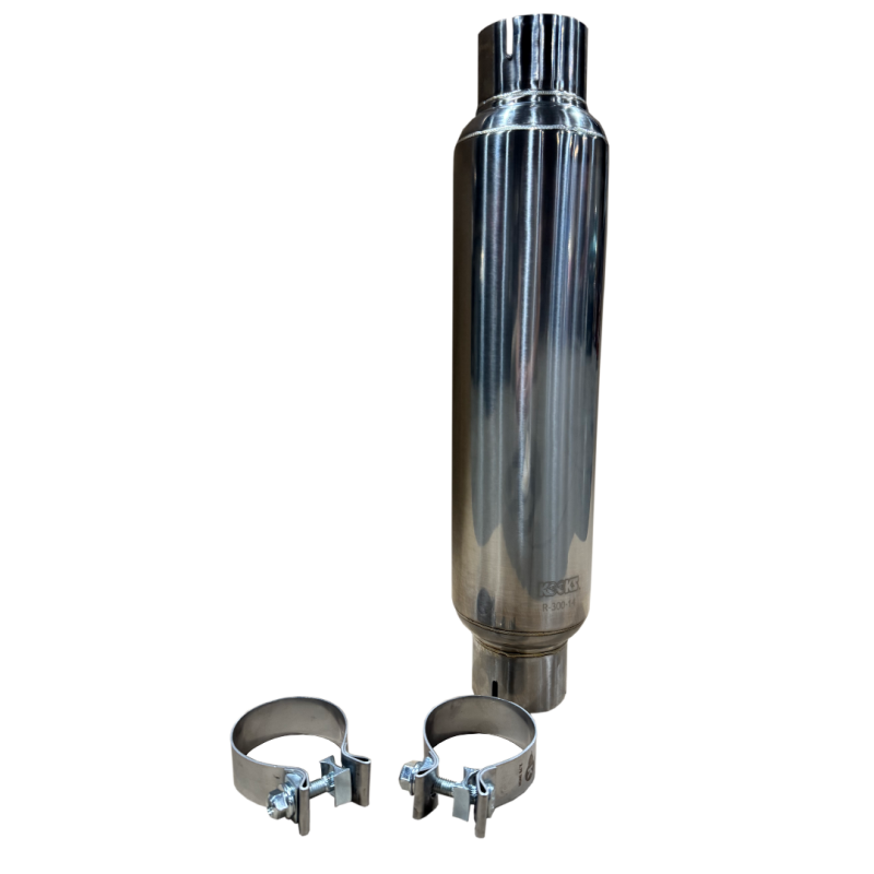 Kooks 3in. Round Clamp In Muffler 14in. Long Polished Stainless Steel Muffler Kooks Headers