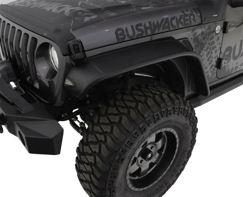 Bushwacker 2018+ Jeep Wrangler (JL) Unlimited Flat Style Flares 4pc - Black Fender Flares Bushwacker