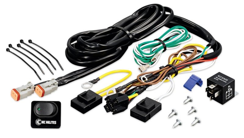 KC HiLiTES Wiring Harness w/40 AMP Relay & LED Rocker Switch (Up to 2 - 130w Lights) Light Accessories and Wiring KC HiLiTES