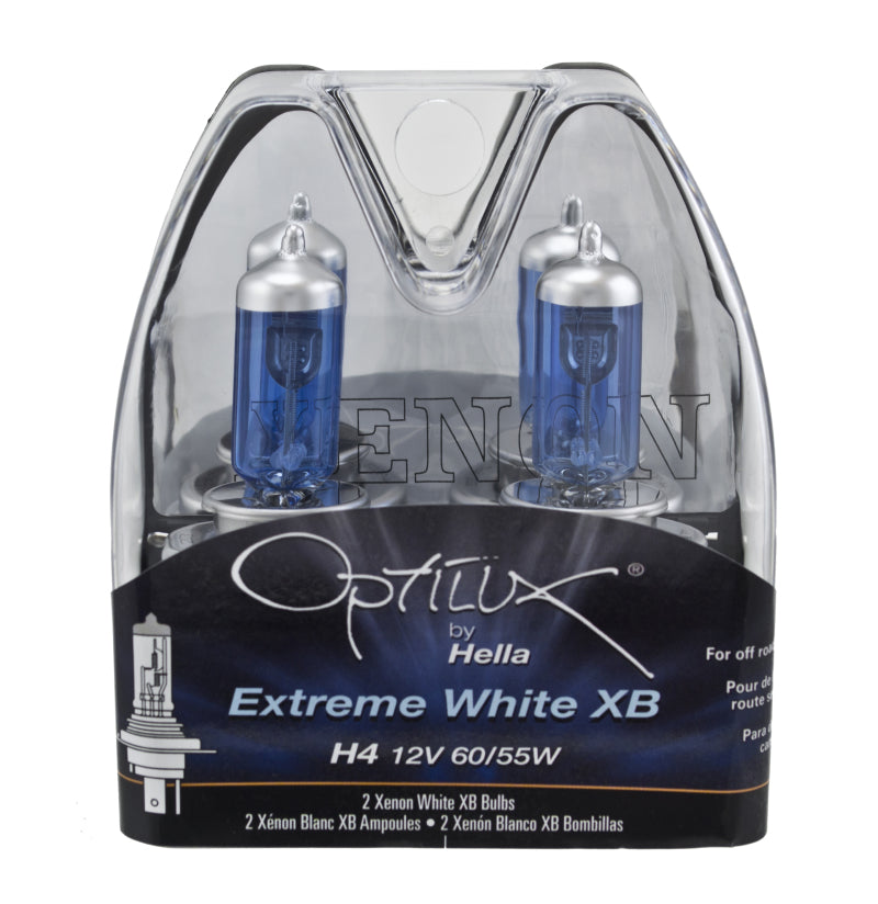 Hella Optilux 12V 60/55W H4/9003 P43t Extreme White XB Bulb (Pair) Bulbs Hella