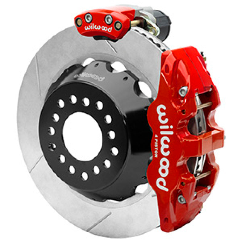 Wilwood AERO4 Big Brake Rear Electronic Parking Brake Kit - Red - Powder Coat Caliper - GT SLT Rotor Big Brake Kits Wilwood