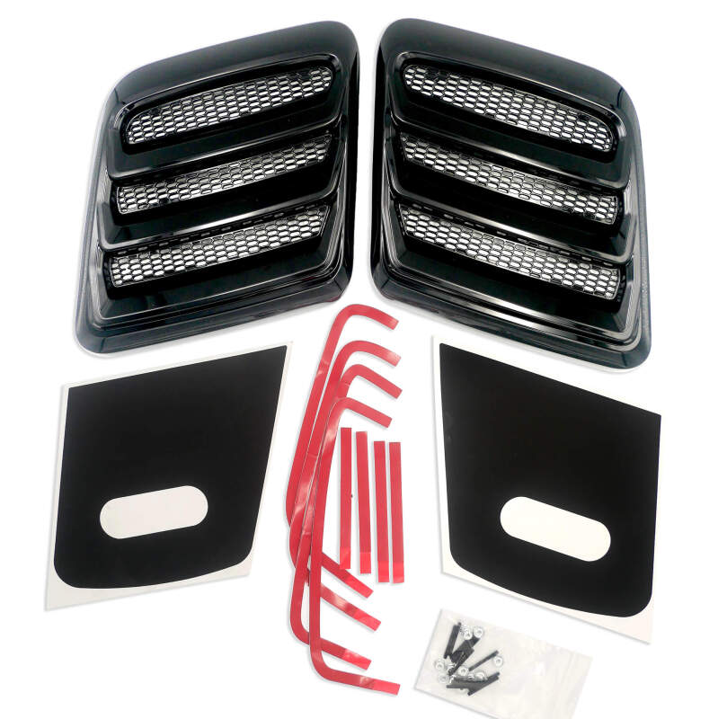 Roush 2018-2023 Mustang Hood Heat Extractors - Gloss Black Hood Vents Roush
