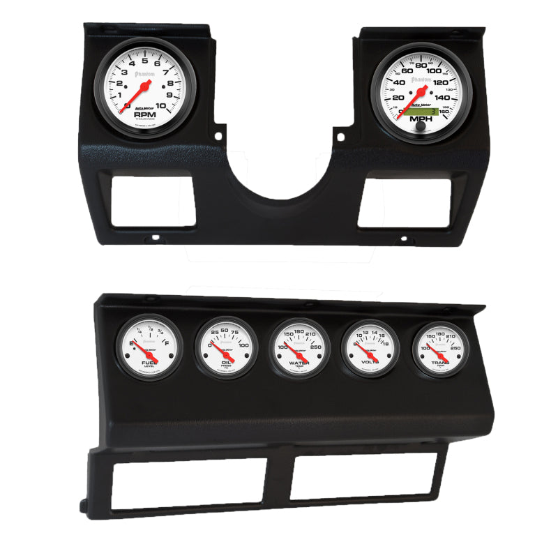 Autometer Phantom Direct Fit Dash Kit 87-96 Jeep Wrangler YJ (Tach/MPH/FL/OilP/WTMP/VLT/TRNS) Gauges AutoMeter