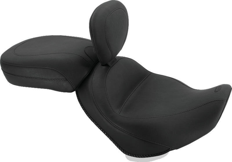 Mustang 02-08 Triumph America,03-08 Speedmaster, Std Touring 2PC Seat w/Driver Backrest - Black Two-Piece Motorcycle Seats Mustang Motorcycle