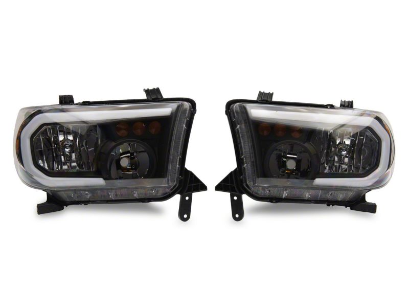 Raxiom 07-13 Toyota Tundra Axial Series Headlights w/ SEQL LED Bar- Blk Housing (Clear Lens) Headlights Raxiom