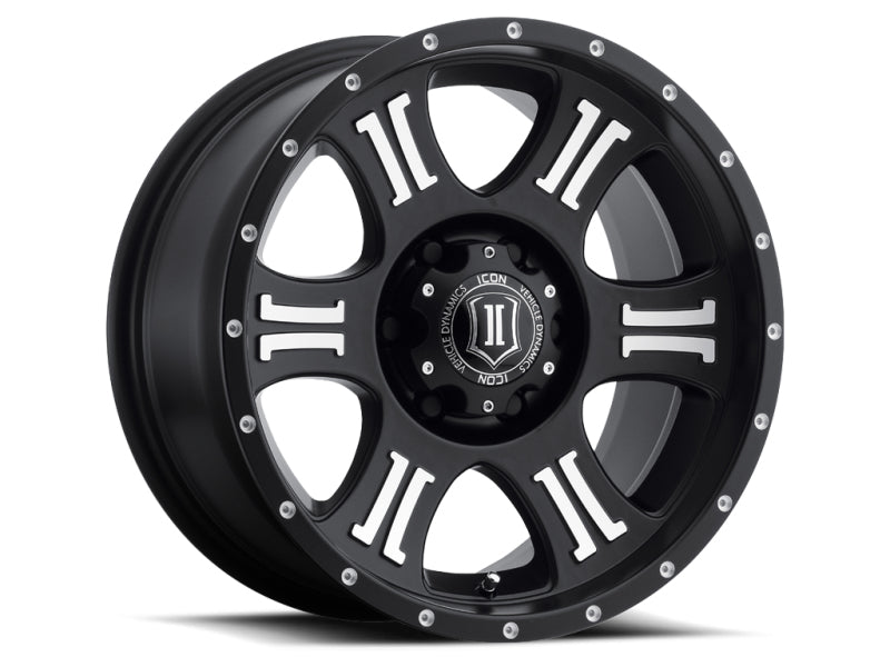 ICON Shield 17x8.5 5x5 0mm Offset 4.75in BS 71.5mm Bore Satin Black/Machined Wheel Wheels - Cast ICON