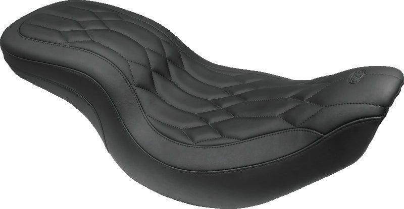 Mustang 08-21 Harley Electra Glide,Rd Glide,Rd King Str Glide Lowdown 1PC Seat Black Pearls - Black One-Piece Motorcycle Seats Mustang Motorcycle