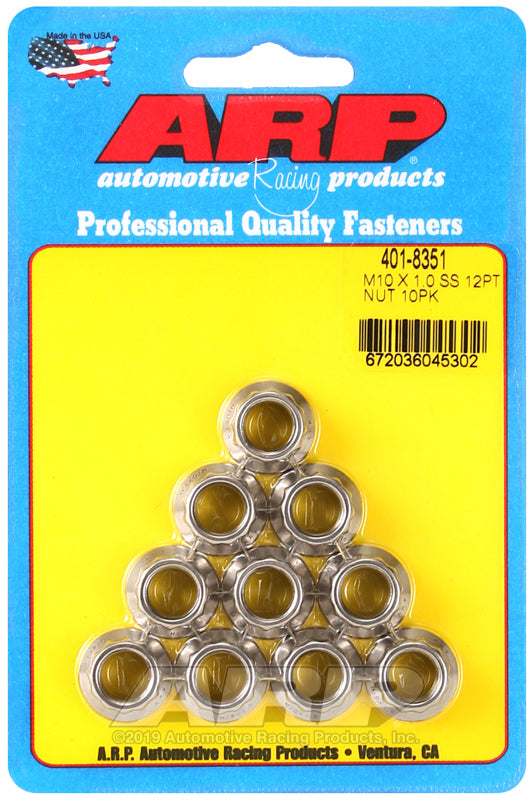 ARP M10 X 1.0 SS 12pt Stainless Steel Nut Kit Hardware Kits - Other ARP