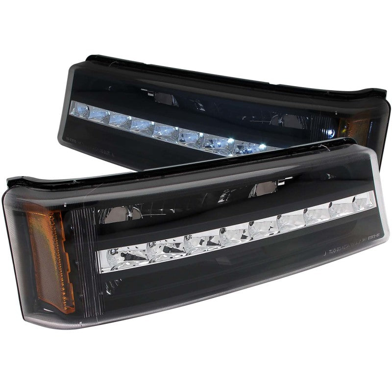 ANZO 2003-2006 Chevrolet Silverado 1500 LED Parking Lights Black w/ Amber Reflector Lights Corner ANZO