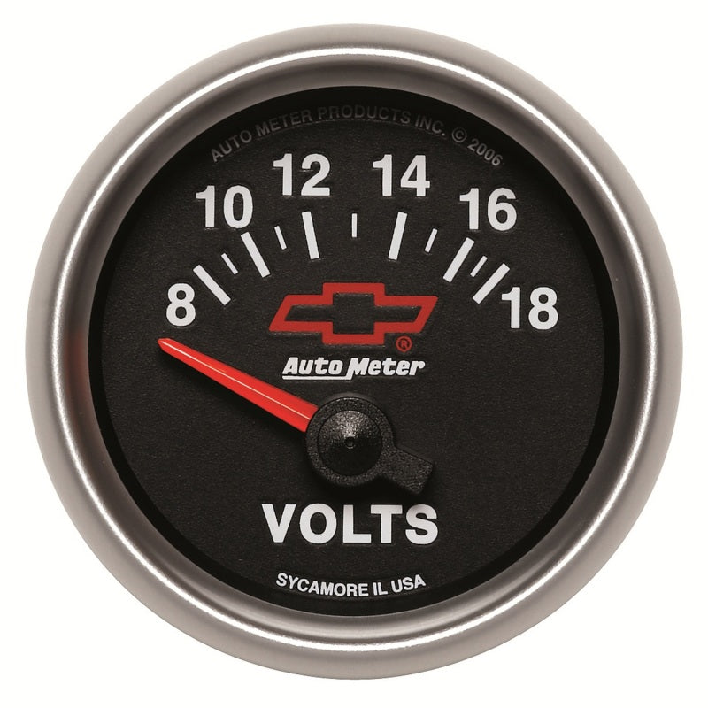 Autometer GM Bowtie Black 2-1/16 Voltmeter 8-18V Gauges AutoMeter