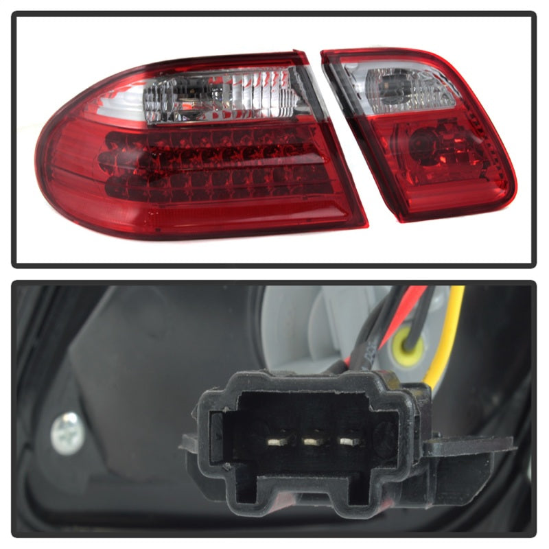xTune Mercedes Benz W210 E-Class 96-02 LED Tail Lights Red Clear ALT-CL-MBW210-LED-RC Tail Lights SPYDER
