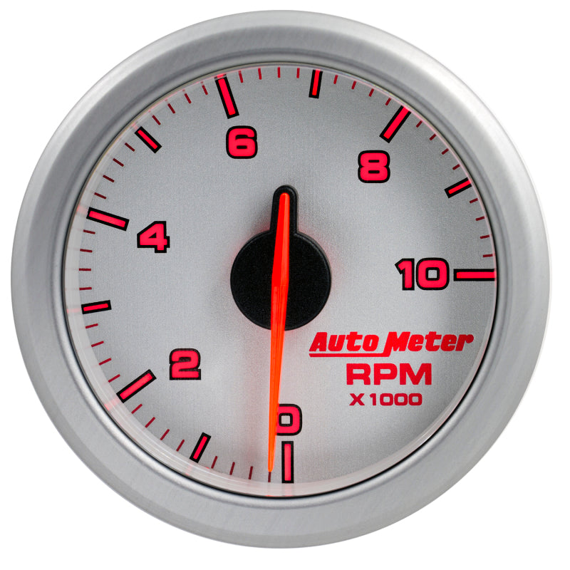 Autometer Airdrive 2-1/6in Tachometer Gauge 0-10K RMP - Silver Gauges AutoMeter