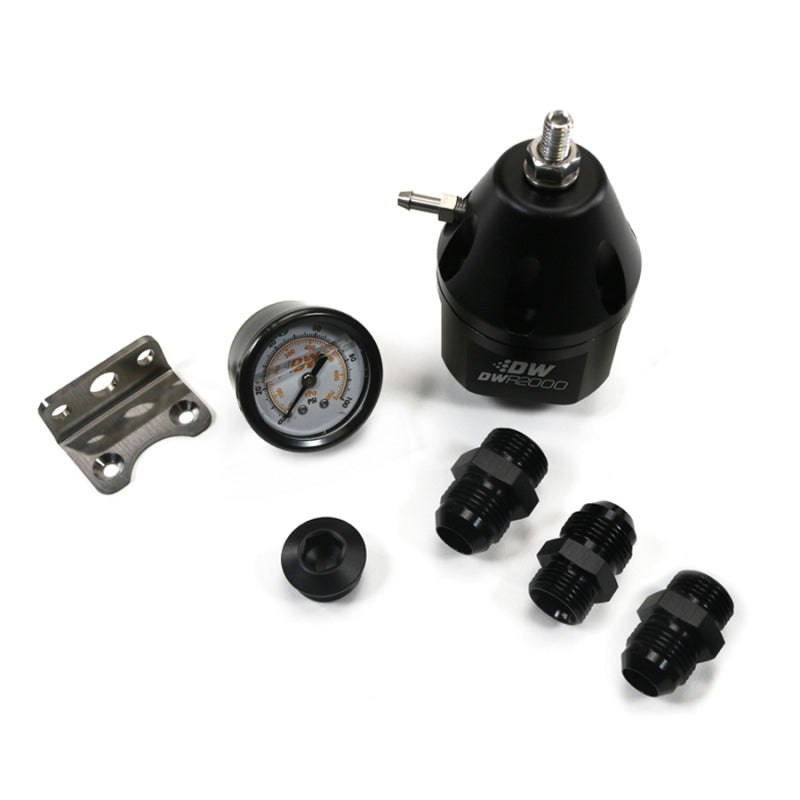 DeatschWerks DWR2000 AFPR + Pressure Gauge + 10AN Fittings - Anodized Black Fuel Pressure Regulators DeatschWerks