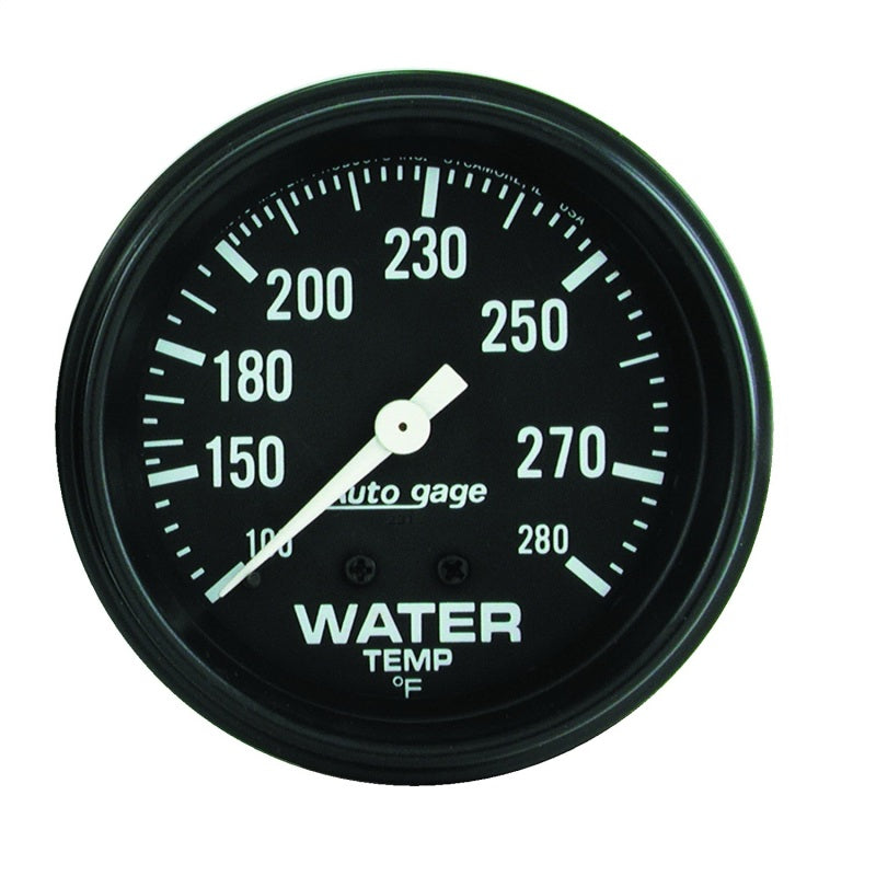 Autometer AutoGage 2 5/8in Mechanical 100-280 Deg Water Temp Gauge - Black Gauges AutoMeter