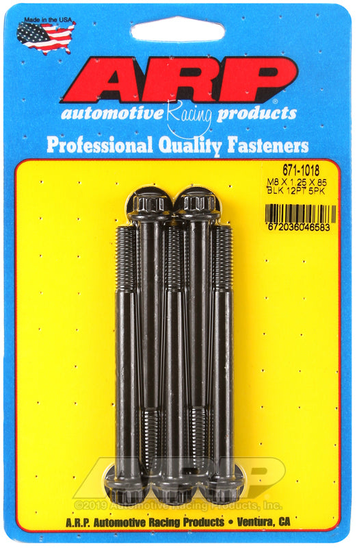 ARP M8 x 1.25 x 85 12pt Black Oxide Bolts (5/pkg) Hardware Kits - Other ARP