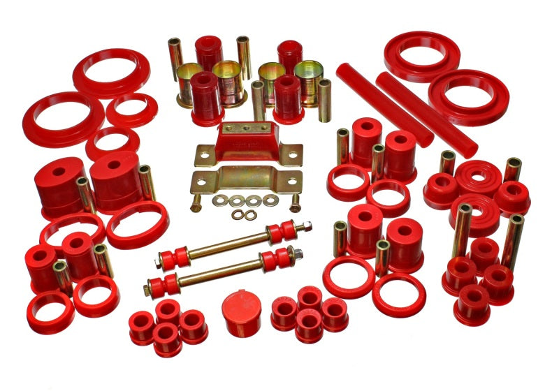 Energy Suspension 85-93 Ford Mustang Red Hyper-flex Master Bushing Set w/ V-8 Bushing Kits Energy Suspension