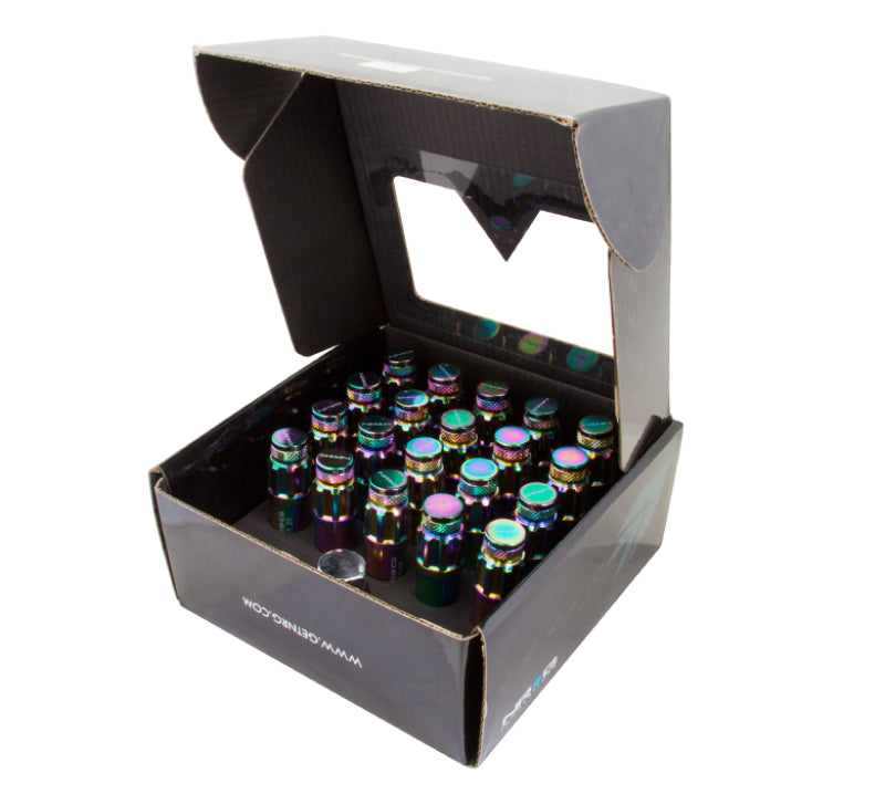 NRG 700 Series M12 X 1.5 Steel Lug Nut w/Dust Cap Cover Set 21 Pc w/Locks & Lock Socket - Neochrome Lug Nuts NRG