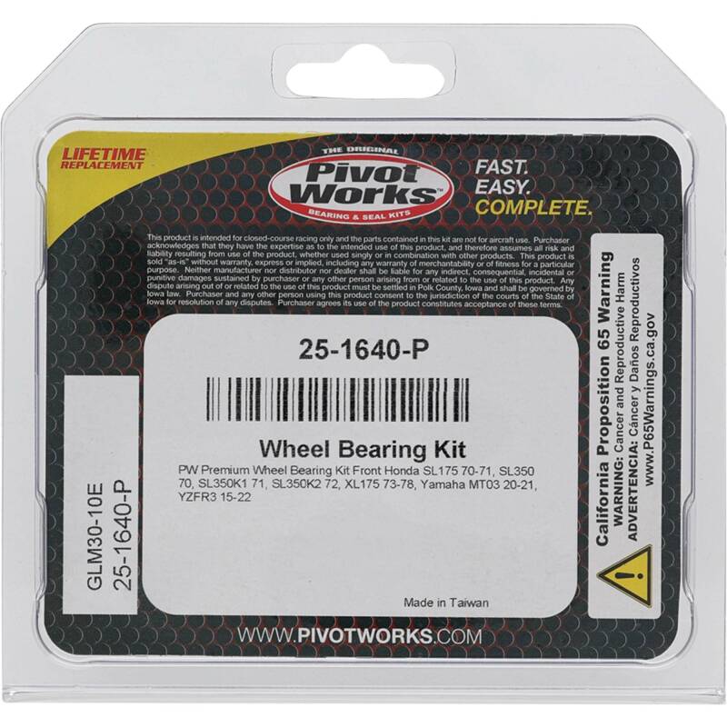 Pivot Works Honda, Yamaha Wheel Bearing Kit Premium Bearings Control Arms Pivot Works