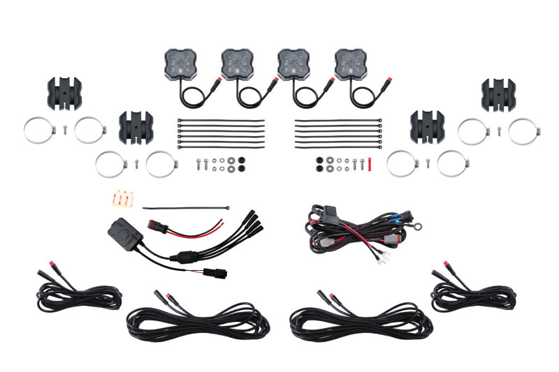 Diode Dynamics Stage Series SXS Rock Light Installer Kit - RGBW M8 w/Controller (4-pack) Light Accessories and Wiring Diode Dynamics