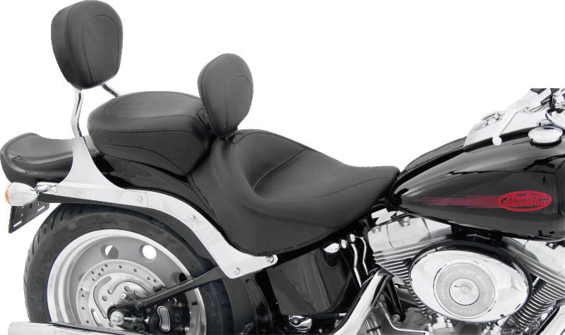 Mustang 06-17 Harley Softail Wide Tire (200mm) Wide Touring Solo Seat w/Driver Backrest - Black Solo Motorcycle Seats Mustang Motorcycle