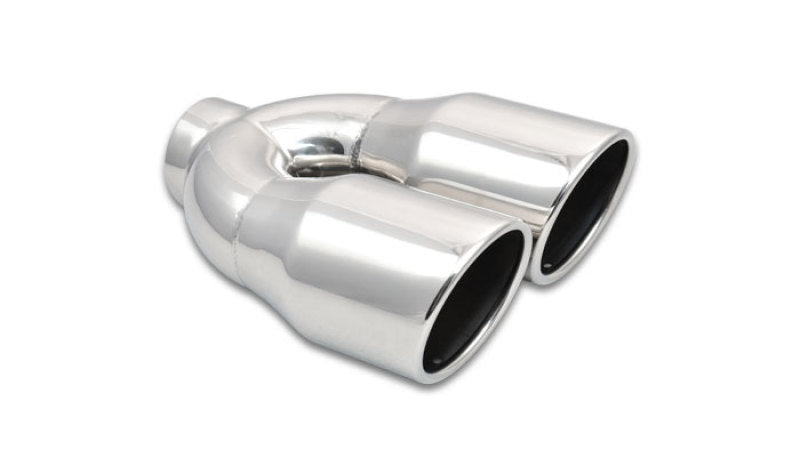 Vibrant 2.5in ID Dual 3.5in OD Round SS Exhaust Tip (Single Wall Angle Cut) Tips Vibrant