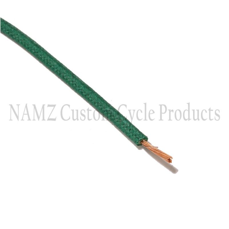NAMZ OEM Color Cloth-Braided Wire 25ft. Pack 16g - Green Wire Loom NAMZ