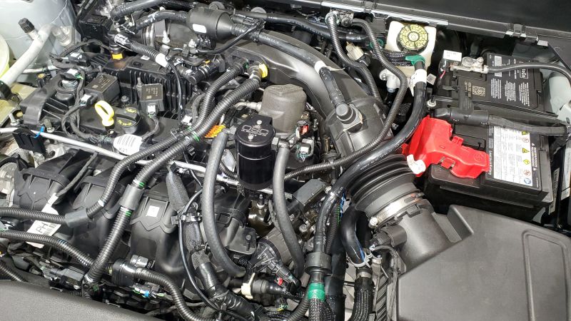 J&amp;L 19-24 Ford/Lincoln SUV &amp; Trucks w 2.0 EcoBoost Driver Side Oil Separator 3.0 - Black Ano Oil Separators J&L