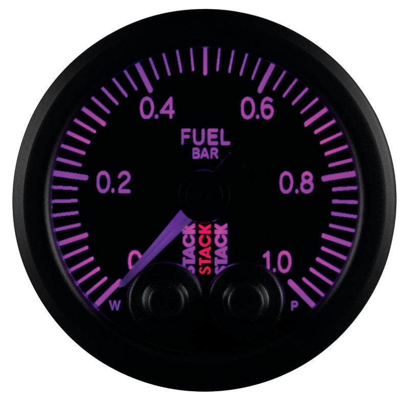Autometer Stack 52mm 0-1 Bar M10 Male Pro-Control Fuel Pressure Gauge - Black Gauges AutoMeter