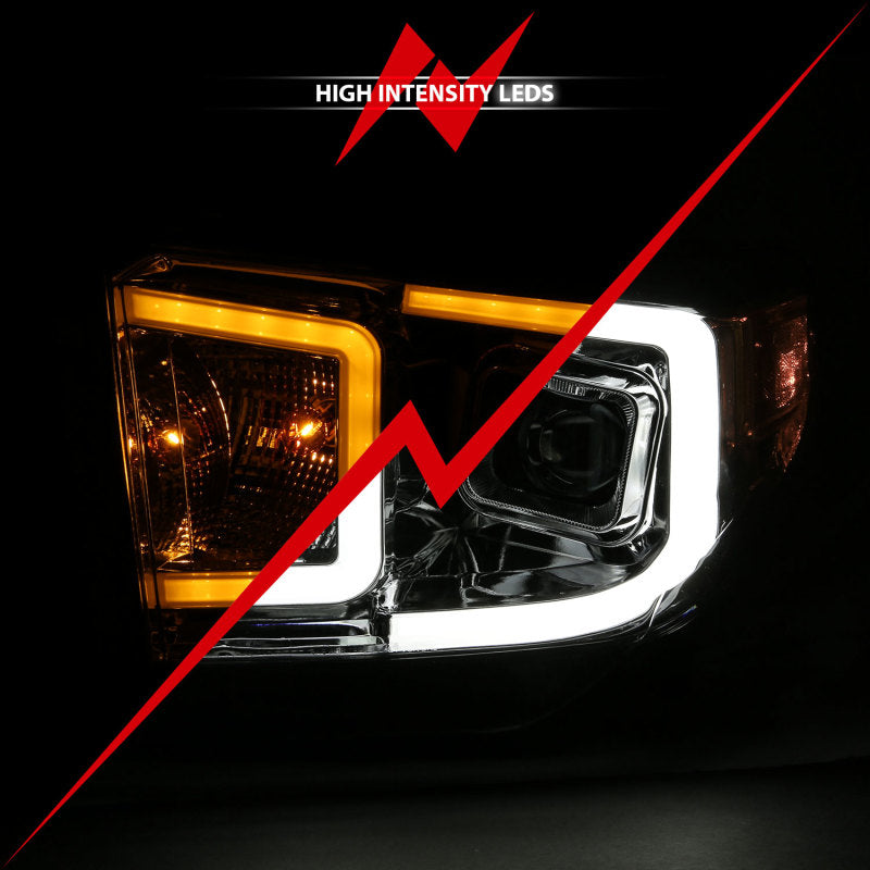 ANZO 14-17 Toyota Tundra Plank Style Projector Headlights Chrome w/ Amber Headlights ANZO