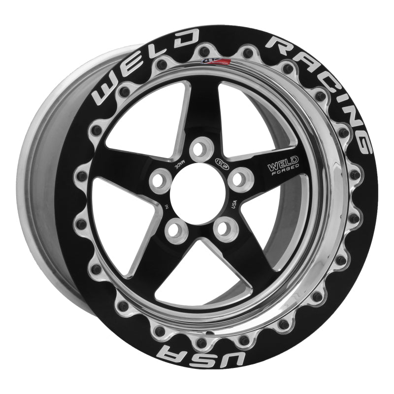 Weld S71 15x10.33 / 5x4.75 BP / 5.5in. BS Black Wheel (Low Pad) - Black Single Beadlock MT Wheels - Forged Weld