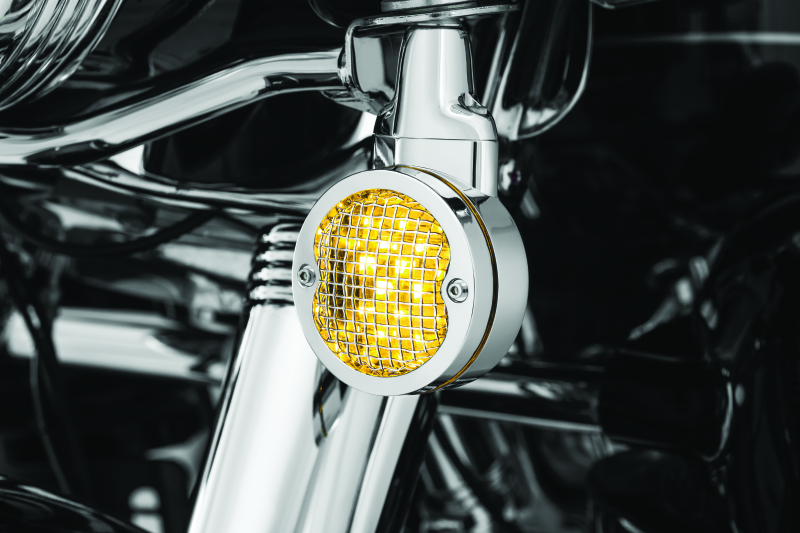 Kuryakyn Mesh Turn Signal Bezels 3-1/4in Chrome Bolts Kuryakyn