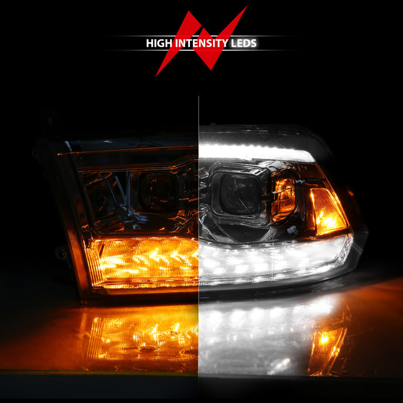 ANZO 09-19 Dodge RAM 1500 / 10-18 2500/3500 LED Proj Headlights SeqSig Chrome - Pair Headlights ANZO